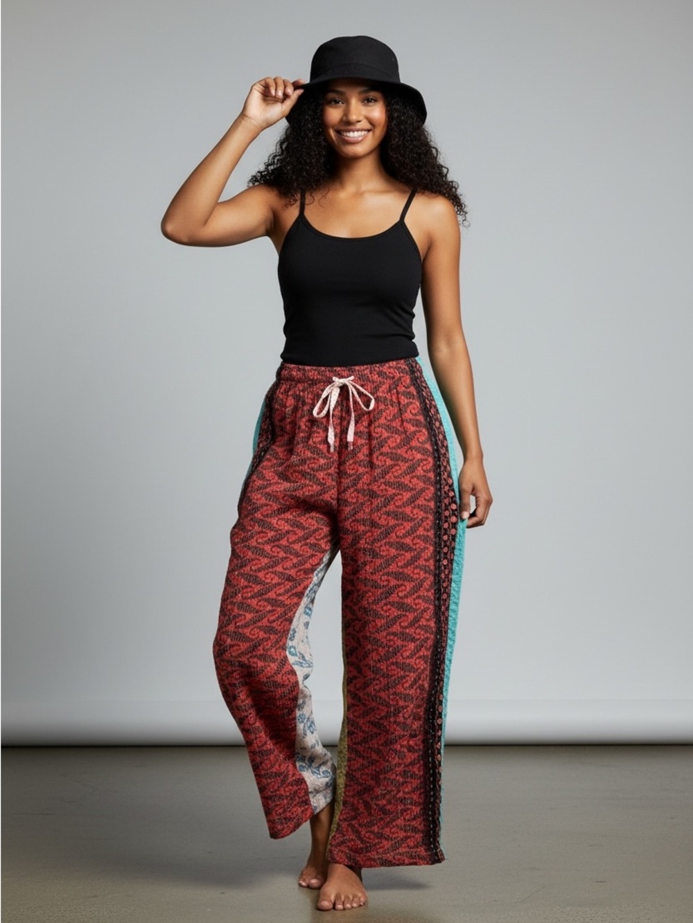 KANTHA P4 Wide leg pants17-25” WAIST One size fits most Boho Handmade Festival